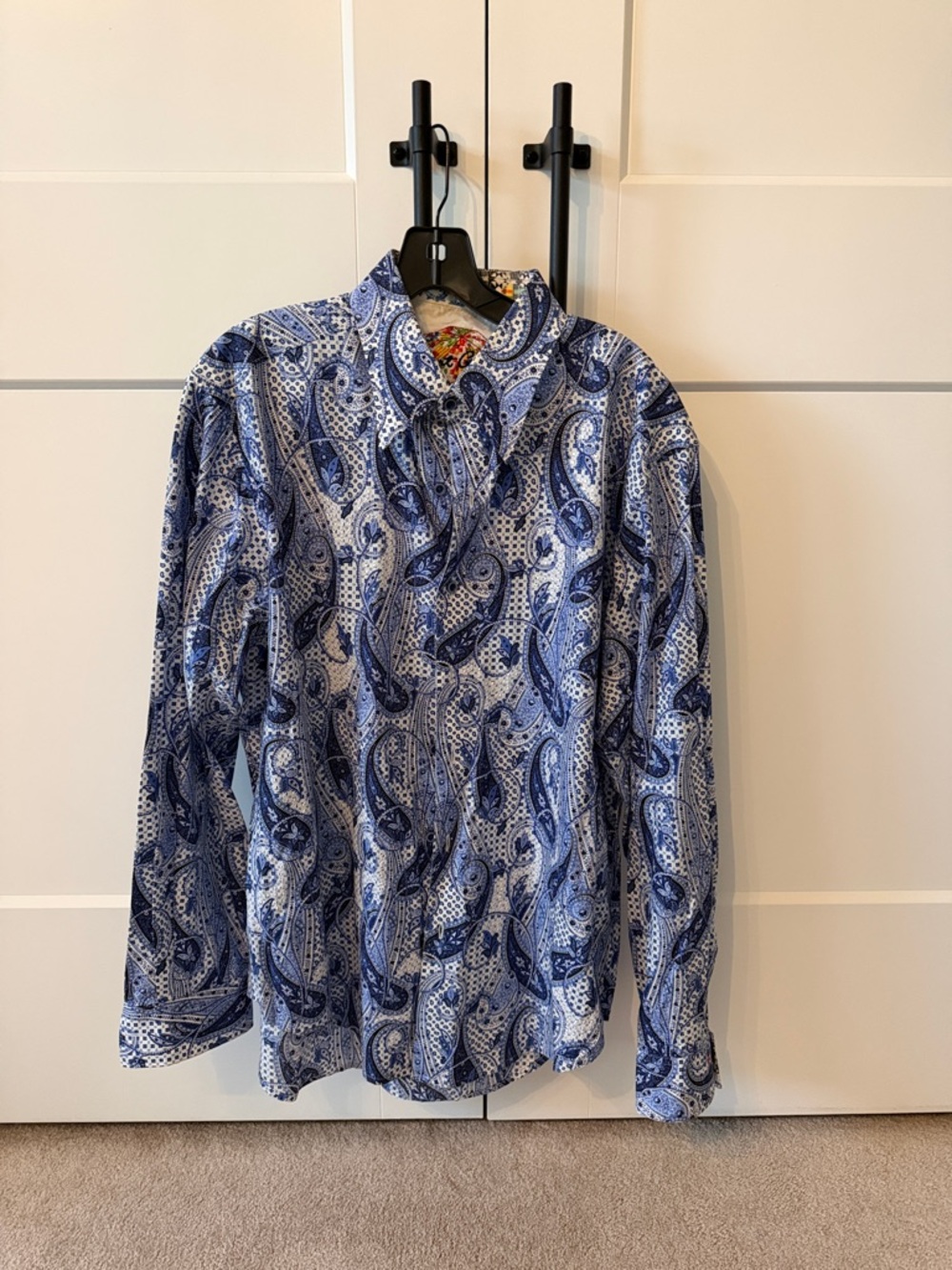 Robert Graham Blue and White Paisley Button-Down Shirt